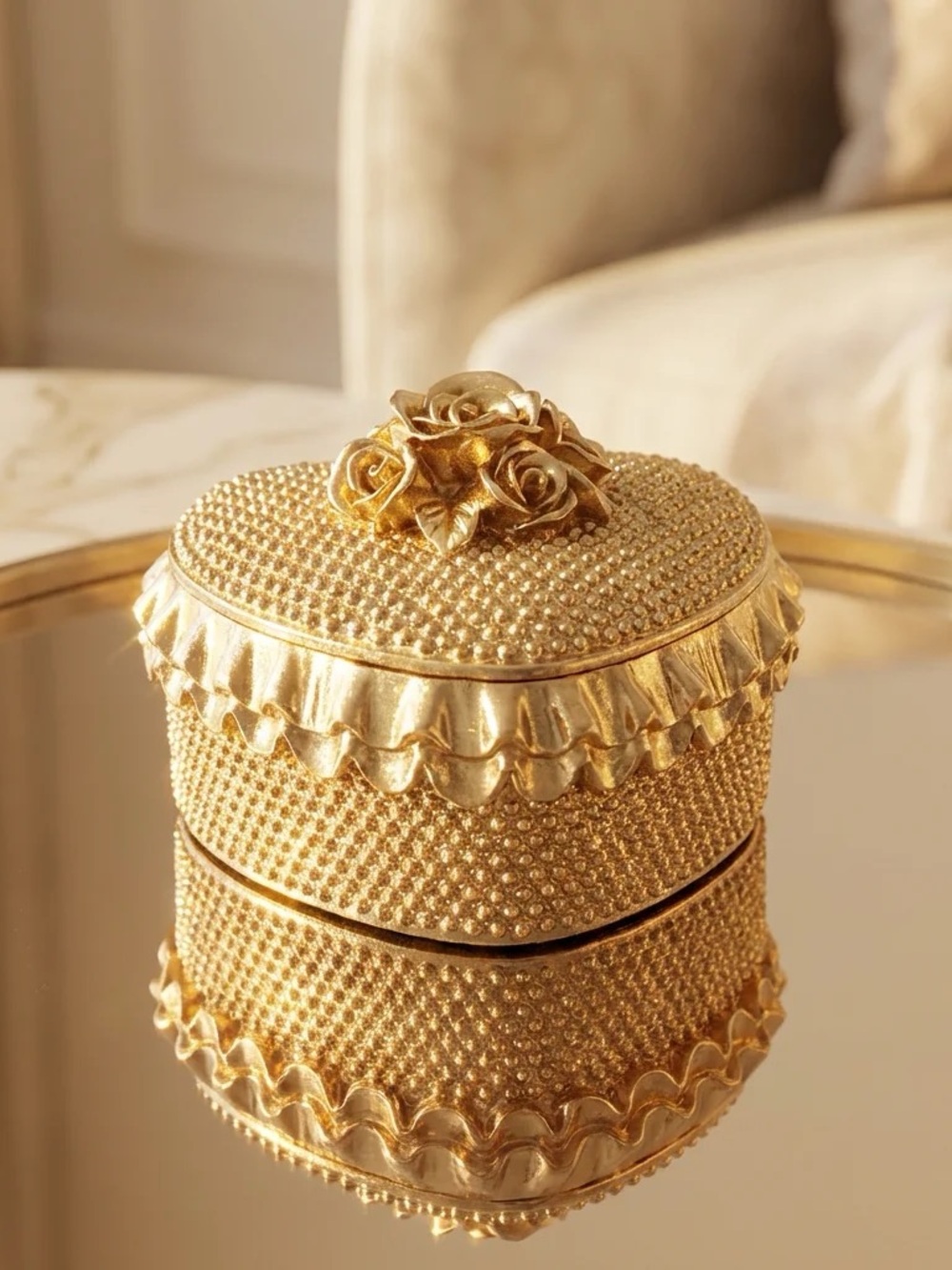 Urban Outfitters Heart Shaped Gold Trinket Box